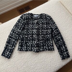 IRO Black and White Bouclé Tweed Cardigan